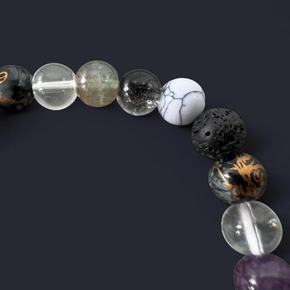Black Multi Glass Bead Bracelet